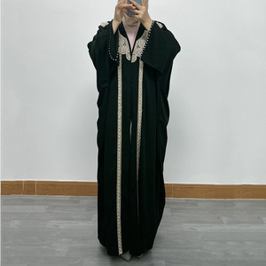 Noir <span class=keywords><strong>Abaya</strong></span> femmes robe musulmane 2024 dubaï mode manches chauve-souris ample grand devant ouvert <span class=keywords><strong>Kimono</strong></span> Style arabe Maxi <span class=keywords><strong>Abaya</strong></span> - Product Image 2
