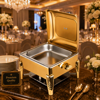 Matériel de restauration, chauffe-plats en acier inoxydable carré de 6 litres, réchaud doré pour buffet