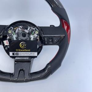 CCExcellent Volant en fibre de carbone personnalisé, design sportif de luxe avec LED en cuir perforé et point rouge pour <span class=keywords><strong>Camaro</strong></span> SS - Product Image 5