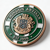 Épinglette de défi personnalisée avec blason de lion héraldique, en alliage de zinc, gaufrée en 3D, imitation émaillée, cadeau souvenir