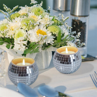 Bougie Disco Offre Spéciale Bougeoir Miroir en Verre Bougeoir Disco Boule Décor pour Fête de Mariage et Noël