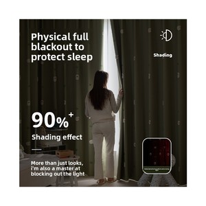 Kuzu İşlemeli Karartma Perdesi Sevimli Karikatür Tarzı Kalınlaştırılmış Şönil Yüksek Gölgeleme Perdesi Çocuk Odası İçin - Product Image 5