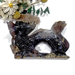 Großhandel Natürlicher Grauer Achat-Drache Vulkanischer Achat-Kristalldrache zur Dekoration - Product Image 5