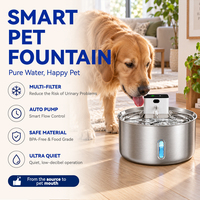 Fontaine à eau pour chat en acier inoxydable sans pompe 7L, distributeur d'eau sans fil avec capteur, filtration en 4 étapes pour animaux domestiques d'intérieur