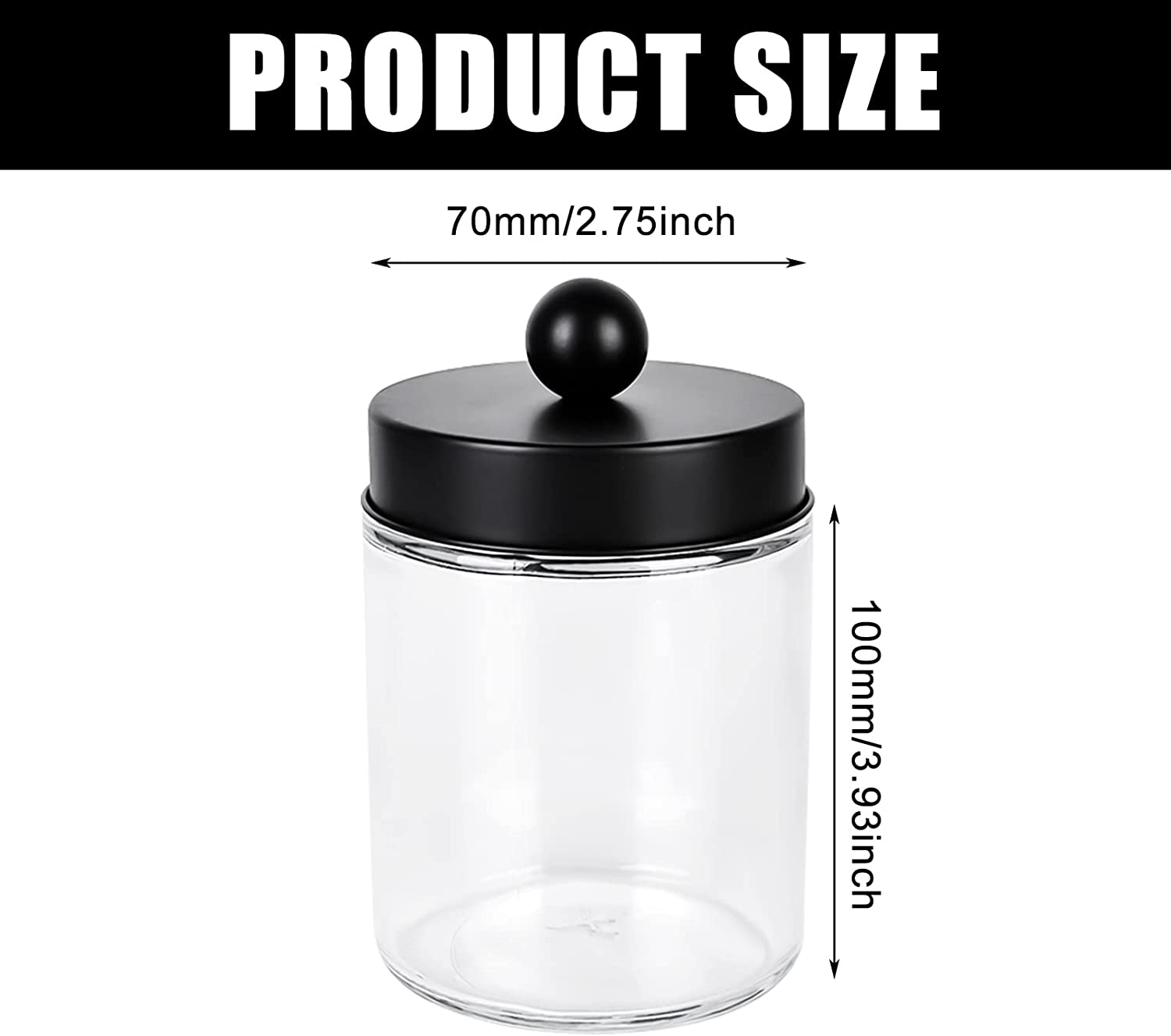 MDesign Plastic Rectangle Apothecary Canister - Organizer For Bathroom Vanity Countertop Shelf Decor - Holds Cotton Swabs, Soap, Makeup, Bath Salts - Lumiere Collection - 2 Pack - Clear/Brushed Chrome