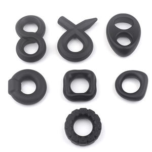 Anneau de pénis en silicone facile à nettoyer, 7 styles, anneau de formation pour pénis, anneau de retard d'éjaculation pour hommes, jouets sexuels BDSM pour hommes - Product Image 1