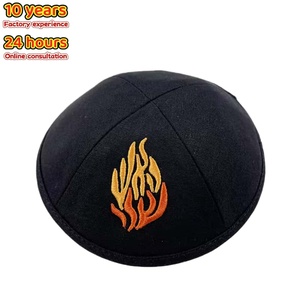 Yihaoyi Erkekler 18cm Kipa Yarmulka Şapka Ateş İşlemeli Renkler İsteğe Bağlı Özel Logo Yahudi Judaica Başlığı - Product Image 2
