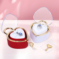 Boîte à bijoux de luxe en forme de cœur avec couvercle rabattable, rose éternelle préservée, pour cadeau, avec emballage pour bague et collier