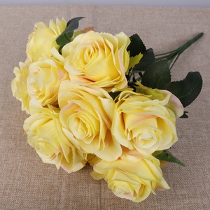 Bouquets de roses artificielles en gros, feuilles douces, 12 têtes, roses en soie blanches, fleurs artificielles pour décoration de mariage - Product Image 5
