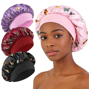 Nouveau <span class=keywords><strong>bonnet</strong></span> <span class=keywords><strong>de</strong></span> nuit et <span class=keywords><strong>de</strong></span> <span class=keywords><strong>bain</strong></span> réglable à large bord, motif papillon tendance, extensible, en satin, pour la protection des cheveux, <span class=keywords><strong>bonnet</strong></span> <span class=keywords><strong>chimio</strong></span> quatre tailles - Product Image 1