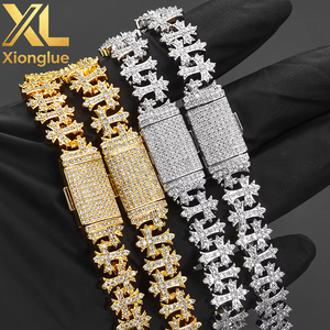 Stylish Flip Cover Cross Maple Leaf Chain Trendy Versatile Zircon Necklace <b>Men</b> High End Jewelry Set - Product Image 2
