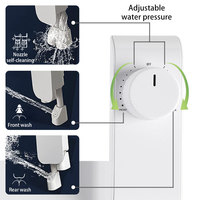 Aquatown Ultra Slim Bidet d'appoint pour soins post-partum, eau froide, double buse rétractable autonettoyante, pour toilettes