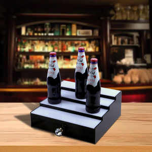 Exhibición de luz de botella caliente personalizada de fábrica, estante de exhibición de <span class=keywords><strong>cuatro</strong></span> <span class=keywords><strong>pasos</strong></span> con cajón, estante de exhibición de <span class=keywords><strong>vino</strong></span> personalizado, barra de hogar con Control remoto - Product Image 2