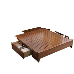 Cama Doble Tapizada de 1.8m x 2m con Estructura de Madera Sólida para Sala de Estar, Cama de Lujo para Bodas - Product Image 5