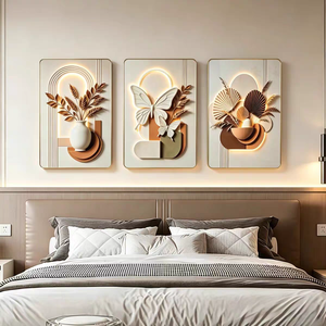 Vaso Boho Moderno in Ceramica Lucida Premium con Effetto 3D in Rilievo, Stampa a LED con Ombra Simulata di Farfalla e <span class=keywords><strong>Girasole</strong></span>, Colore Caldo Neutro - Product Image 6