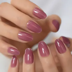 Профессиональные Накладные ногти виноградного фиолетового цвета средней овальной формы высокого качества