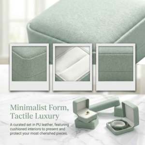 Coffret à bijoux rectangulaire <span class=keywords><strong>vert</strong></span> clair pour bagues, colliers et bracelets – Boîtes cadeaux de luxe doublées pour petites entreprises et vente en gros - Product Image 4