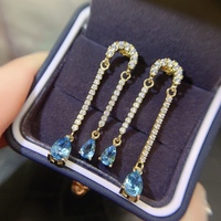 Groothandel op maat gemaakte 925 sterling zilveren oorbellen met natuurlijke topaas, modieus edelsteen sieraden cadeau voor vrouwen, bruiloft, feest