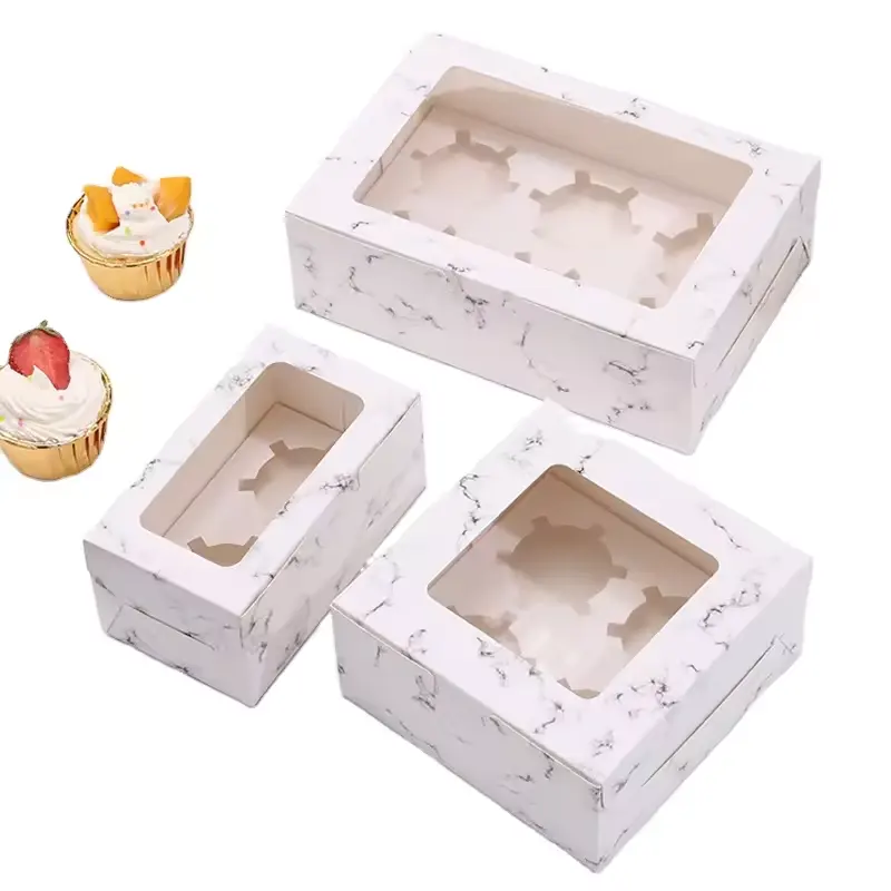 high quality white cake pastry paper boxes with window sandwich packaging candy paper box