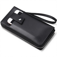 Harga Pabrik Dompet Kulit PU Unisex Yinghao dengan Ritsleting, Fitur RFID Blocking & Multifungsi-Grosir