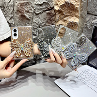 Étui de téléphone de luxe scintillant avec strass en cristal double papillon pour Samsung Galaxy Z Fold 8-4, cadre plaqué, coque de protection