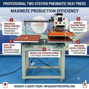 High Efficiency 40x60cm Double Working Station Pneumatic Heat Press Machine Automatic T-shirt Sublimation Heat Transfer <b>Printer</b> - Product Image 4