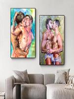 Impression sur toile horizontale d'art corporel masculin classique, affiche murale moderne de nu gay, décoration pour la maison et le bureau, cadeau, art raffiné, Quadro Da Parete
