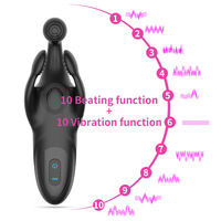 Masturbateur d'entraîneur masculin vibrant à gifles rechargeables à trois volets Massage de la prostate Retard Stimulation Anneau pénien avec serrure