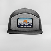 Gorras Trucker Negras de 7 Paneles con Visera Plana, Ajustables, con Parche Bordado de Logotipo Personalizado, Modelo Ri 168 para Hombre