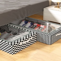 Boîte de rangement pliable rectangulaire personnalisée sous le lit avec support métallique, multifonctionnelle pour vêtements, chaussures, couettes, avec couvercle à fenêtre transparente