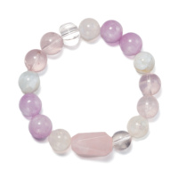 Bracelets en quartz rose de Madagascar faits à la main, énergie curative, porte-bonheur, argent, bracelets spirituels pour femmes