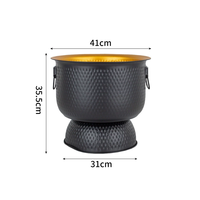 Seau à glace noir champagne en métal, double paroi, acier inoxydable martelé, pour bar, fête, mariage, banquet, barbecue en plein air