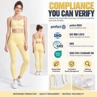 Ensemble de yoga deux pièces personnalisé pour femme : Soutien-gorge de sport froncé à double bretelle et pantalon long rayé sans couture avant – Tenue de sport