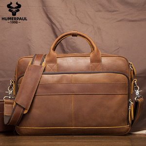 Logotipo personalizado funcional <span class=keywords><strong>ejecutivo</strong></span> bolso de cuero computadora portátil impermeable bolso de hombro bolsos suave cara maletines de cuero - Product Image 1