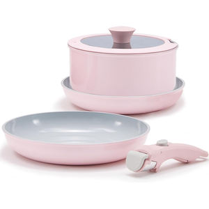 Vente chaude au Japon Batterie de cuisine antiadhésive en marbre avec <span class=keywords><strong>poignée</strong></span> <span class=keywords><strong>amovible</strong></span> et couvercle en silicone Matériau en verre Cuisinière à gaz Applicable - Product Image 5