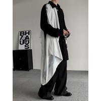 Chemise décontractée pour homme à manches longues, coupe ample, style streetwear, imprimé encre asymétrique irrégulier, chemise tendance pour homme