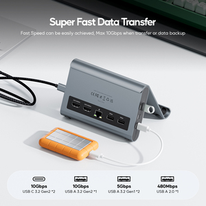 PULWTOP Dual Monitor USB-C Docking station mit 2 XHDMI 4K, <span class=keywords><strong>3</strong></span> X USB-C/A 10Gbps, 2 X USB-A 5Gbps, USB-2.0, Ethernet, PD - Product Image 5