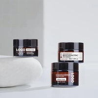Vente en gros de pots vides en verre ambré 5g10g 20g 25g 30g 50g 100g pour crème de soin de la peau et emballage cosmétique avec couvercle noir