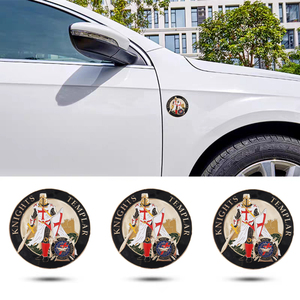 Lencana Emblem Mobil Masonik KNIGHTS TEMPLAR Stiker Samping Mobil Freemason Aksesoris Simbol Bahan Paduan Seng - Product Image 5