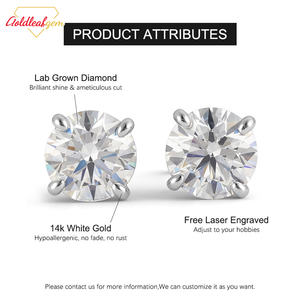 ต่างหูเพชรทรง Asscher แบบคลาสสิก ทองคำขาว 9K ชุบทองคำขาว ประดับเพชรเพาะเลี้ยง ได้รับการรับรองจาก IGI เหมาะสำหรับงานแต่งงานและเป็นของขวัญสำหรับงานปาร์ตี้ - Product Image 3