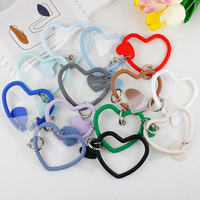 Tali Ponsel Silikon Universal Bentuk Hati, Lanyard Ponsel, Tali Pergelangan Tangan Ponsel dengan Gantungan Kunci untuk Casing Ponsel