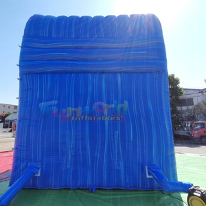 สไลเดอร์น้ำเป่าลมรูปโลมาแบบสองเลนสีฟ้าสำหรับใช้งานเชิงพาณิชย์ พร้อมสระน้ำกระเซ็น - Product Image 4