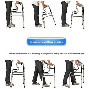 Aide à la marche pour personnes âgées, déambulateur pliable réglable en hauteur avec roues, aide tout-en-un à la marche et à la position assise pour les seniors - Product Image 5