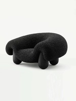Ensemble de canapé minimaliste italien avec pieds en bois massif noir gris cachemire cerceau canapé moderne en tissu Sherpa