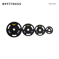 VANBO Supplier3 Hole Grip Weight Plate Cast Iron Core Full CPU Coated Stainless Steel Ring for Gym Free Weight Training Use