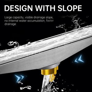 Sifone Doccia Lineare Personalizzato in Acciaio Inossidabile, Scarico a Pavimento per Bagno con Pendenza - Product Image 3