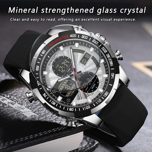 Montre à quartz pour homme SANDA 5105, vente chaude, grand cadran, double affichage, lumineuse, décontractée, sportive, pour étudiants, avec bracelet en silicone - Product Image 3