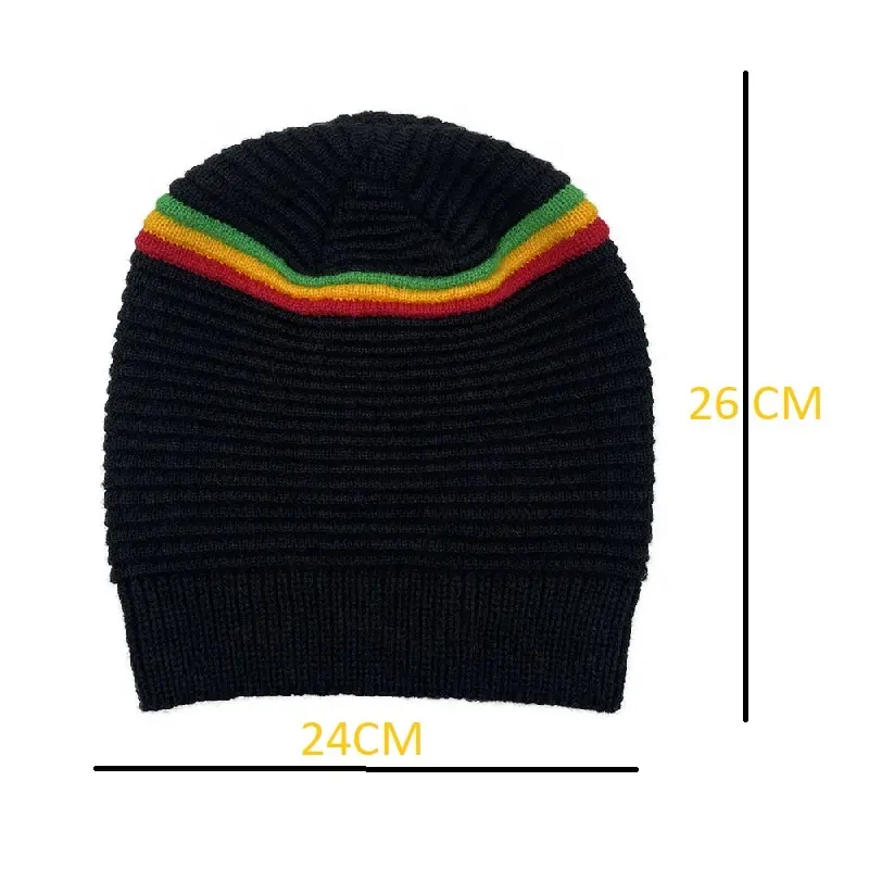 High quality jacquard knit beanie custom winter hats striped beanies solid color unisex warm caps rasta knitted tam hat for men