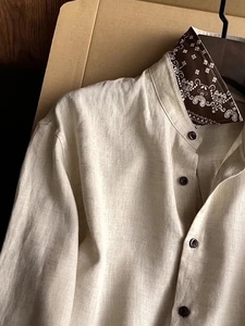 <span class=keywords><strong>Chemise</strong></span> <span class=keywords><strong>en</strong></span> <span class=keywords><strong>lin</strong></span> perlée à motif cachemire style Old Money pour homme, manches longues, légère, respirante, fraîche, anti-UV, sans <span class=keywords><strong>repassage</strong></span>, idéale pour l'été - Product Image 3