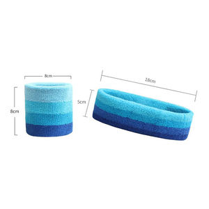 Colorido algodón Terry Rainbow Sweatband Muñequera Transpirable Rayas Sweatband Diadema Set - Product Image 4